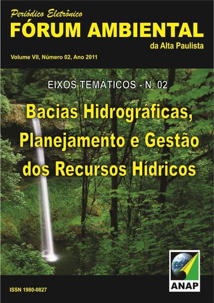 					Visualizar v. 7 n. 2 (2011): Bacias Hidrográficas, Planejamento e Gestão dos Recursos Hídricos
				