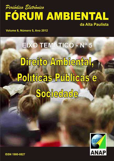 					Visualizar v. 8 n. 5 (2012): Direito Ambiental, Políticas Públicas e Sociedade
				